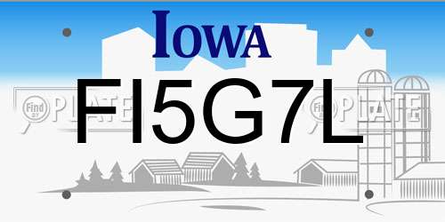 FI5G7L Iowa License Plate