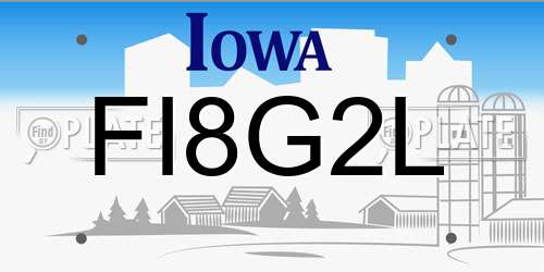 FI8G2L Iowa License Plate
