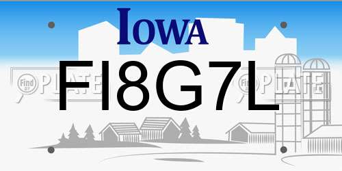FI8G7L Iowa License Plate