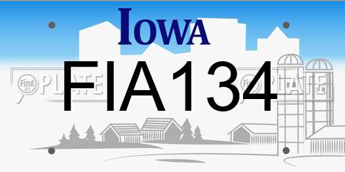 FIA134 Iowa License Plate