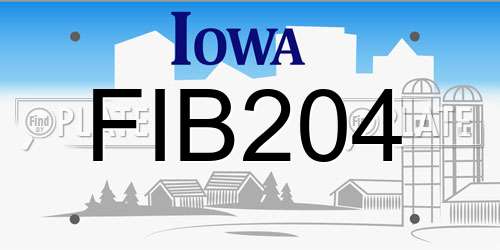 FIB204 Iowa License Plate