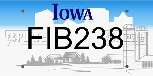 FIB238 Iowa License Plate