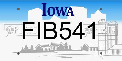FIB541 Iowa License Plate