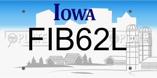 FIB62L Iowa License Plate