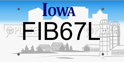 FIB67L Iowa License Plate