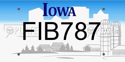 FIB787 Iowa License Plate