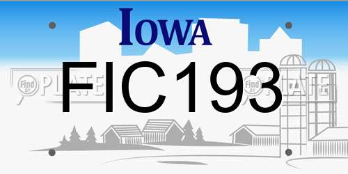 FIC193 Iowa License Plate