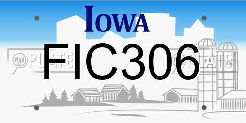 FIC306 Iowa License Plate