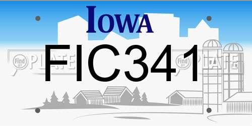 FIC341 Iowa License Plate
