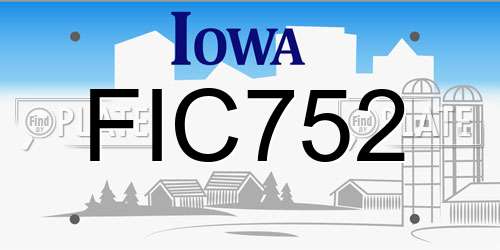 FIC752 Iowa License Plate