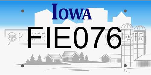 FIE076 Iowa License Plate