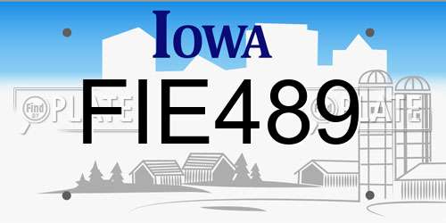 FIE489 Iowa License Plate