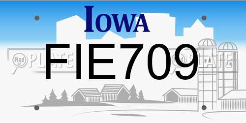 FIE709 Iowa License Plate