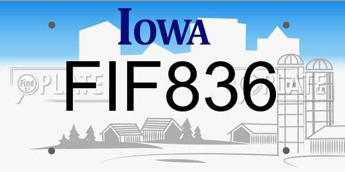 FIF836 Iowa License Plate