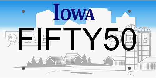 FIFTY50 Iowa License Plate