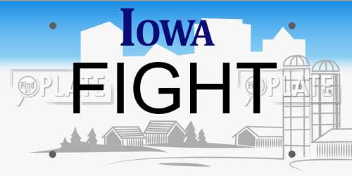 FIGHT Iowa License Plate