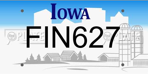 FIN627 Iowa License Plate