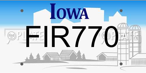 FIR770 Iowa License Plate