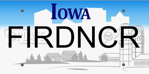 FIRDNCR Iowa License Plate