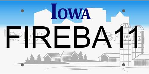 FIREBA11 Iowa License Plate
