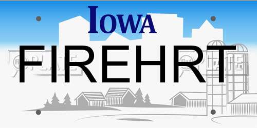 FIREHRT Iowa License Plate