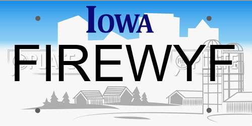FIREWYF Iowa License Plate