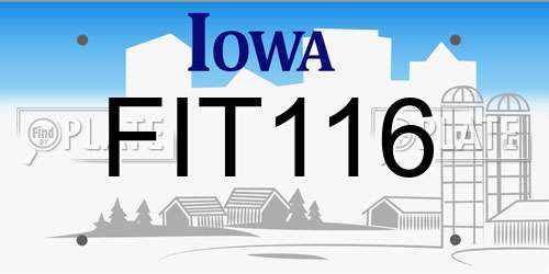 FIT116 Iowa License Plate