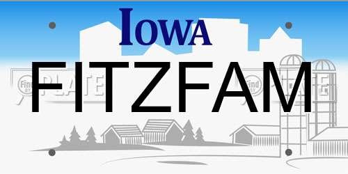 FITZFAM Iowa License Plate