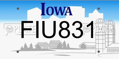 FIU831 Iowa License Plate