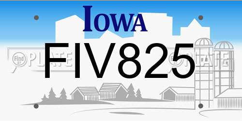 FIV825 Iowa License Plate