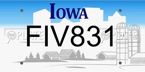 FIV831 Iowa License Plate