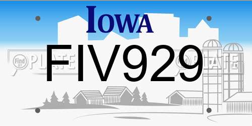 FIV929 Iowa License Plate