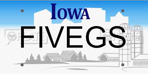 FIVEGS Iowa License Plate