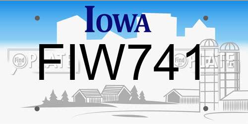 FIW741 Iowa License Plate
