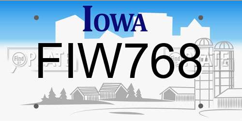FIW768 Iowa License Plate