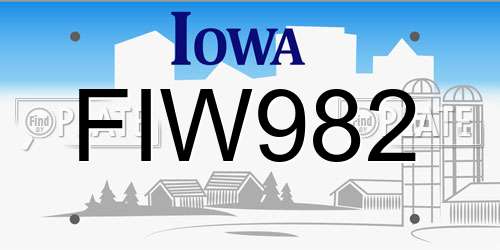 FIW982 Iowa License Plate