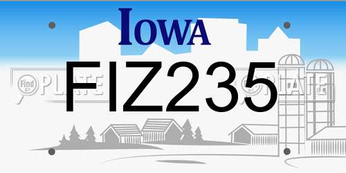 FIZ235 Iowa License Plate
