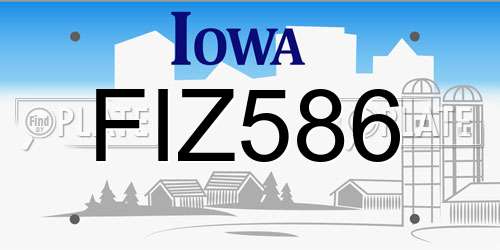 FIZ586 Iowa License Plate