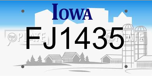FJ1435 Iowa License Plate