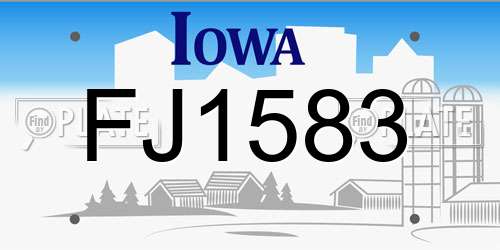 FJ1583 Iowa License Plate