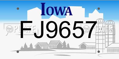 FJ9657 Iowa License Plate