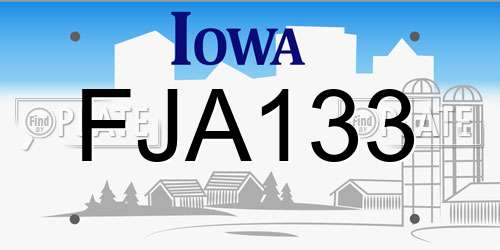 FJA133 Iowa License Plate
