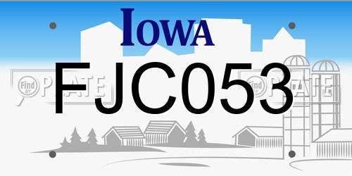 FJC053 Iowa License Plate