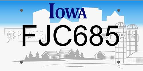 FJC685 Iowa License Plate