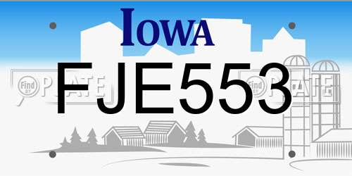 FJE553 Iowa License Plate