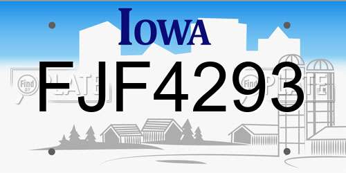 FJF4293 Iowa License Plate