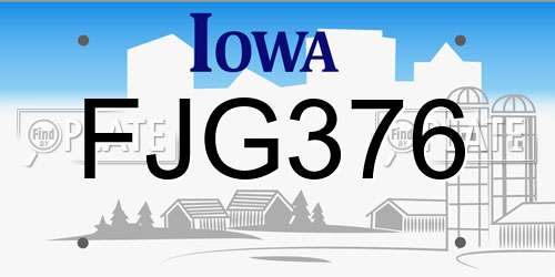 FJG376 Iowa License Plate
