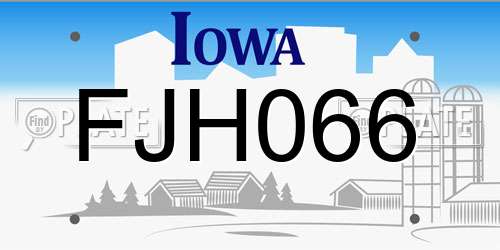 FJH066 Iowa License Plate