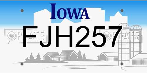 FJH257 Iowa License Plate