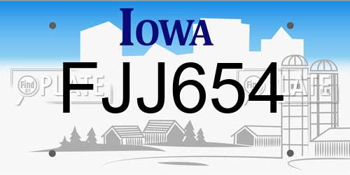 FJJ654 Iowa License Plate